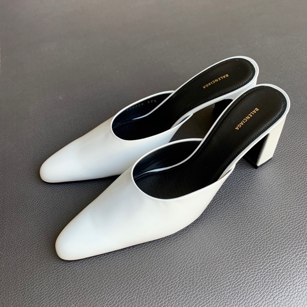 Brand New Balenciaga White Leather Slide Size 7.5 - Picture 4 of 7